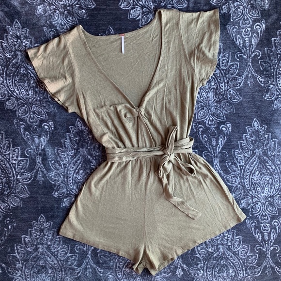 Free People Pants - Free People Moss Ballerina Tie Waist Romper Medium
